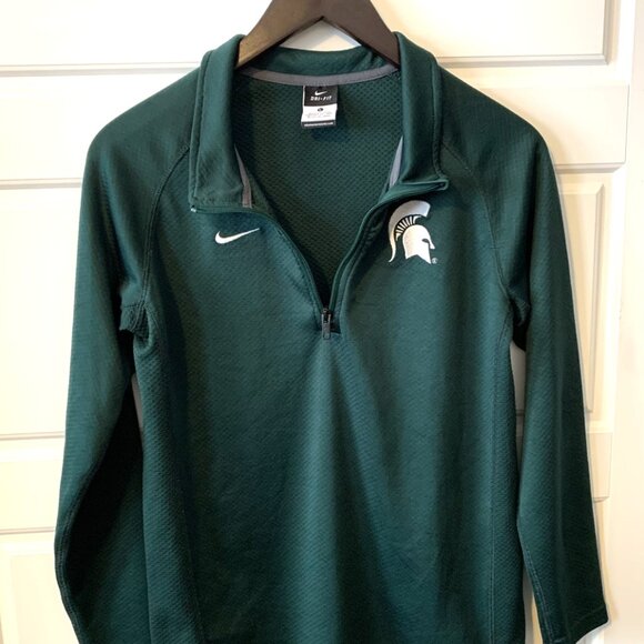 Michigan State Shirt Women's Lg Nike Dri Fit 1/4 Zip Embroidered Logo & Swoosh - Picture 1 of 7